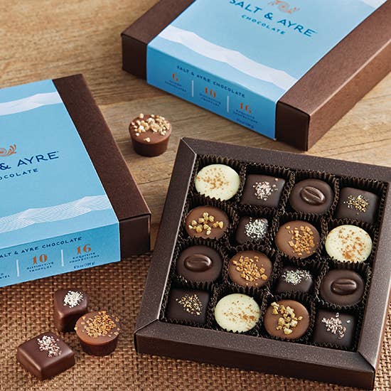 Harbor Sweets Chocolates - Wholesale Chocolate Box - Salt & Ayre Chocolates 4 pcs Salt Assortment - 1 1/2 oz
