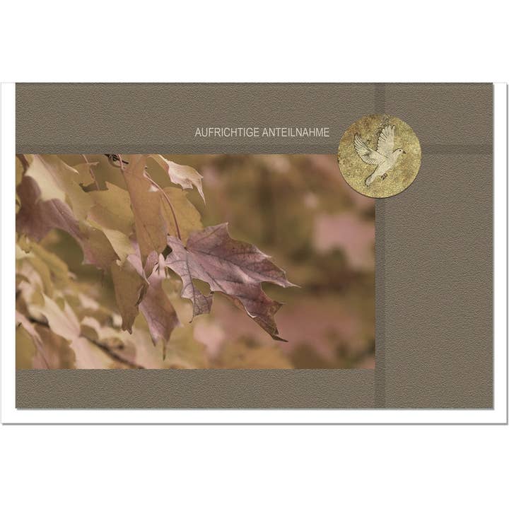 metALUm carte de condoléances B6 avec décoration 3D – Motif Feuillage d'automne – Sincères condoléances pour la vente par metALUm