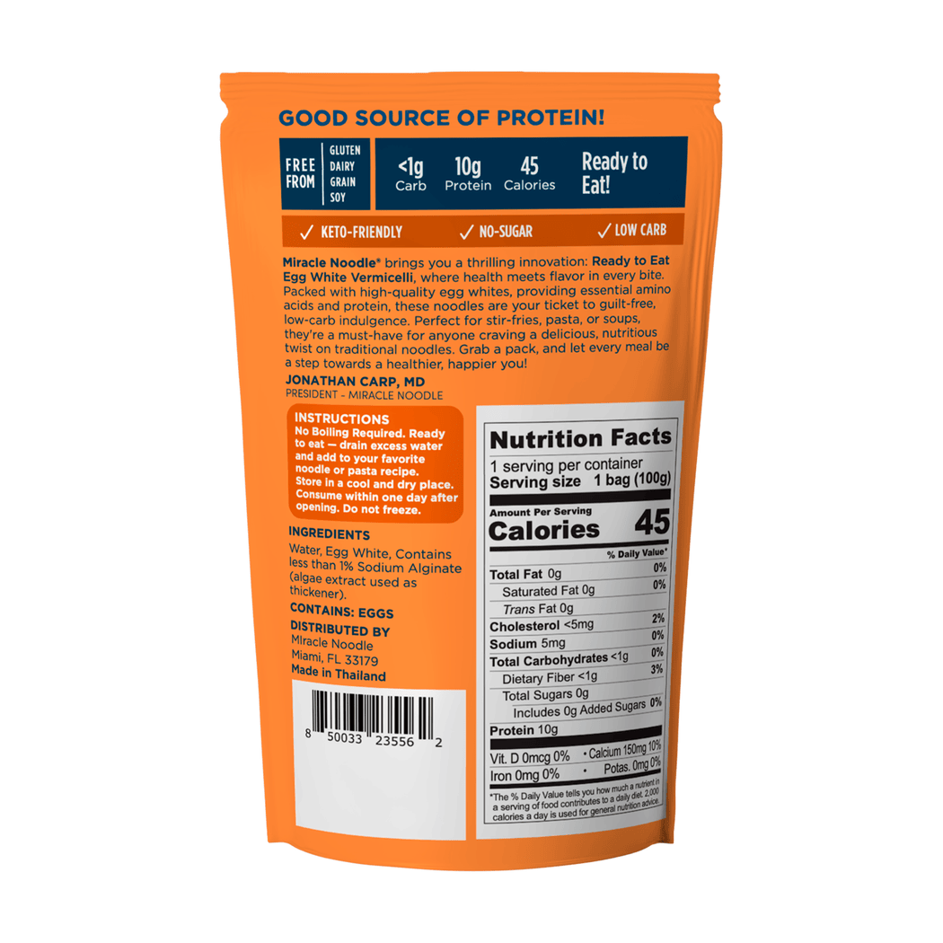 Miracle Noodle - Wholesale Pasta - Egg White Vermicelli style Noodles1
