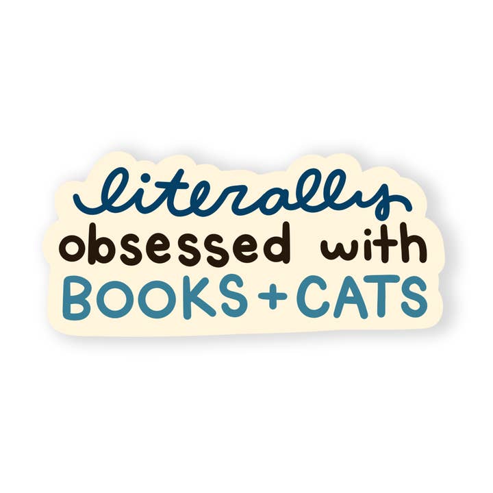 Literally Obsessed with Books & Cats Sticker for wholesale by The Stray Shop