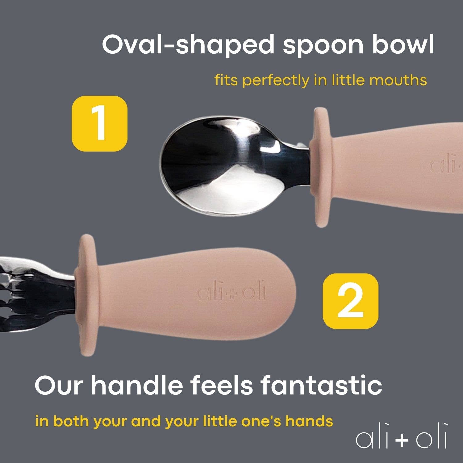Ali+Oli - Wholesale Flatware Set - Kids & Baby - Ali+Oli Spoon & Fork Learning Set for Toddlers (Pink) 6m+4