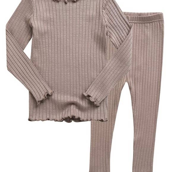 Shirring Modal Beige Long Sleeve PJs for wholesale by Vaenait Baby