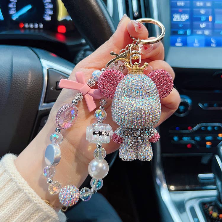 PEACH ACCESSORIES – wholesale Keychain – Women's – Sparkling Teddy Bear Keychain 602681