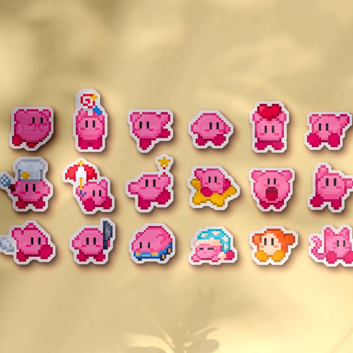 Pacchetto Adesivi Kirby per la vendita all'ingrosso da parte di Okhami Studio
