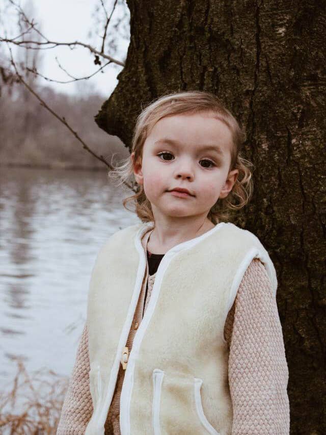 Schaapmaatje - Vente Veste sans manches – enfant - Gilet sans manches en laine beige Bébé/Enfant5