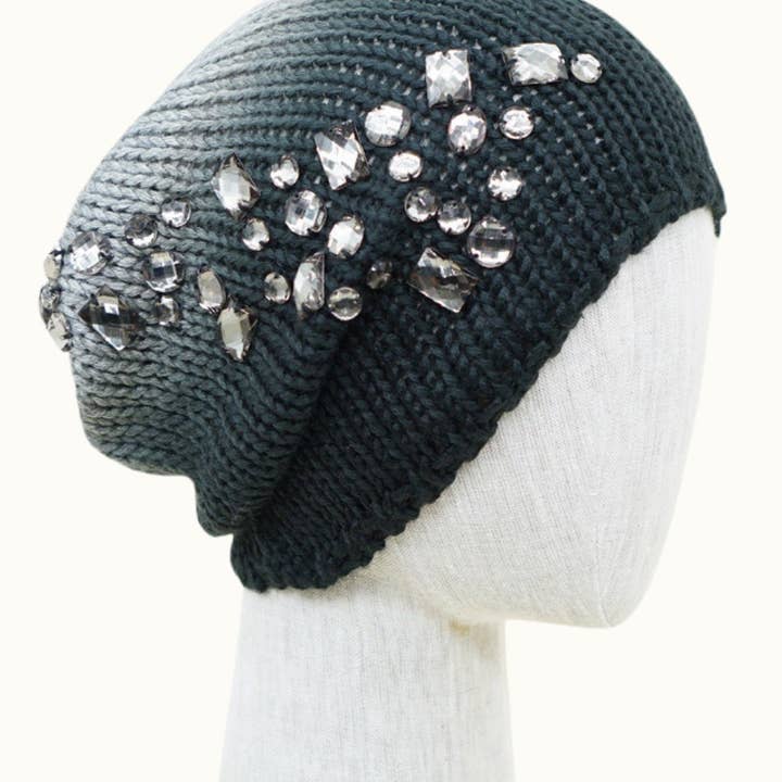Olive & Pique – Gorro - Mulher por atacado – Gorro Slouchy Lã Sedosa Bejewelled Glitz Gem