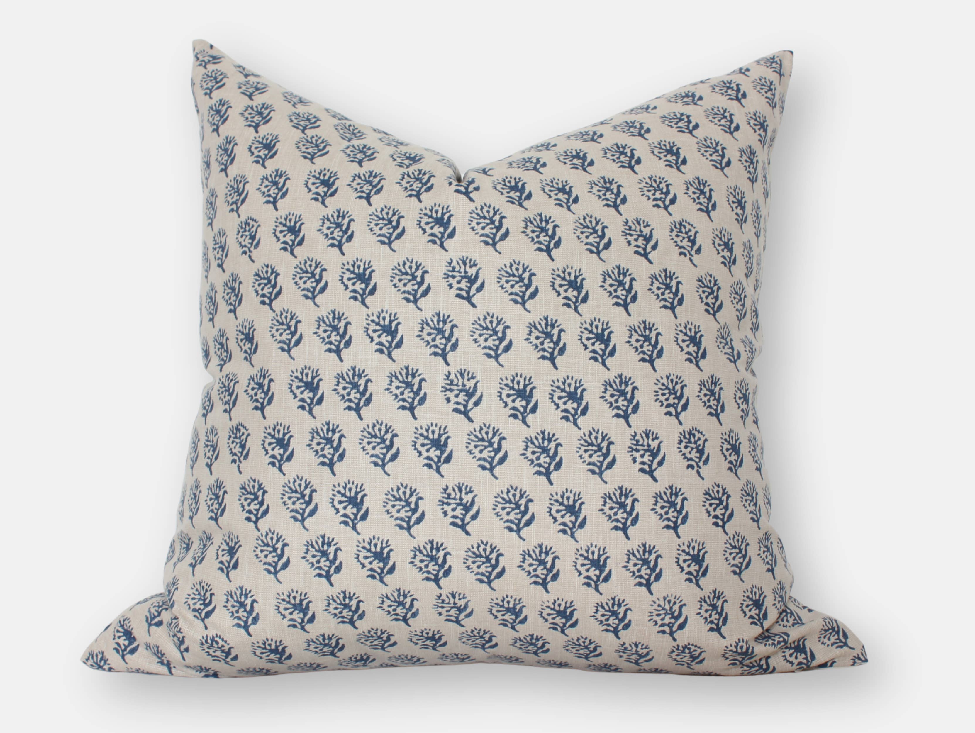 Textileish - Wholesale Throw Pillow Cover - Blue Floral Pillow Cover, Indigo Floral Throw Pillow | Aster