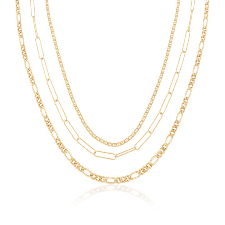 chaîne à trois couches | Figaro pour la vente par Ela Rae Jewelry Llc.