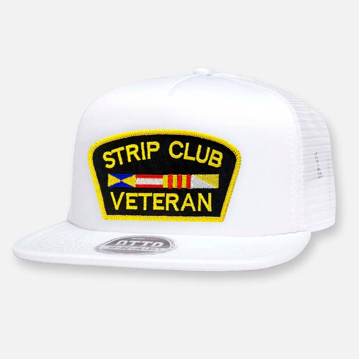 Webig Moto Company - Wholesale Trucker Hat - Unisex - STRIP CLUB VETERAN FLAT BILL PATCH HAT