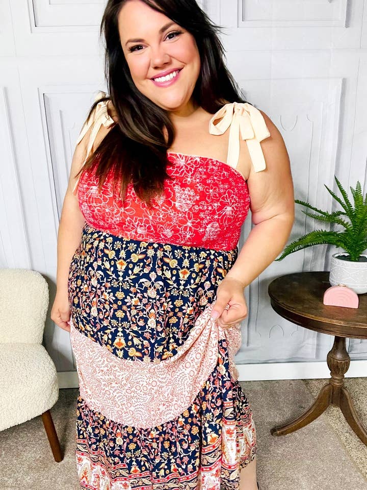 Robe longue à carreaux Vacay Vibes orange à motif floral et haut en tube smocké (lot ouvert) pour la vente par Promenade