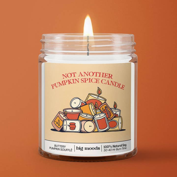 Big Moods - Wholesale Jar/Filled Candle - "Not Another Pumpkin Spice Candle " - Soy Candle (5oz)0