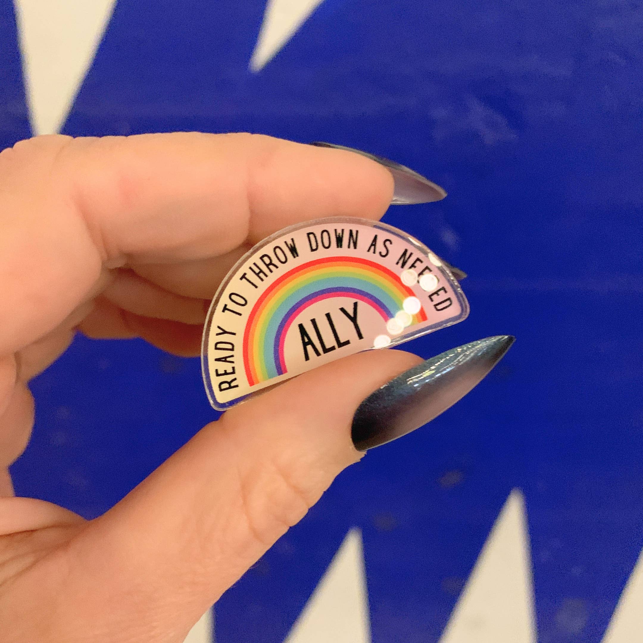 GetBullish - Vente Épinglettes/boutons - Pin's arc-en-ciel LGBTQ « Ally » en acrylique transparent