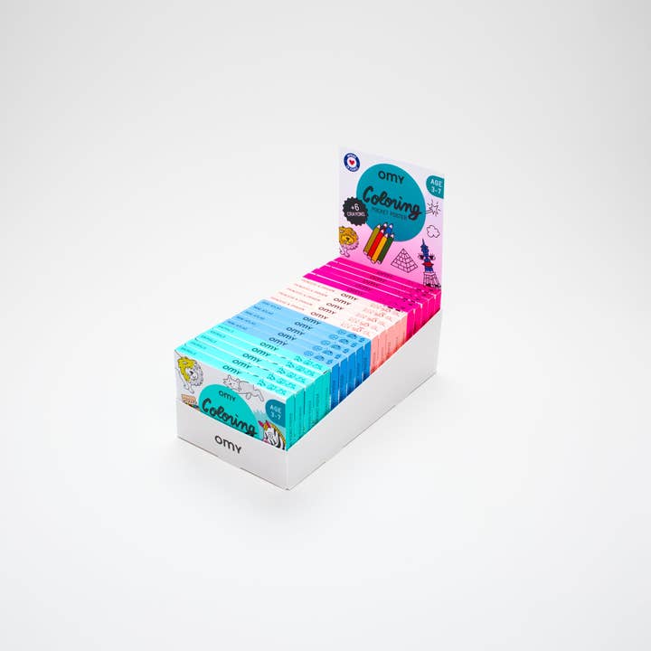 PRÉSENTOIR DE KIT DE COLORIAGE DE POCHE pour la vente par OMY