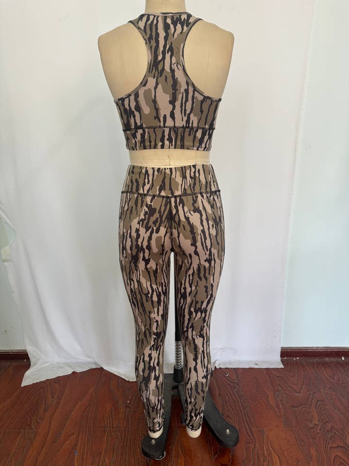 Aier Wholesale - Wholesale Activewear Set - Women's - Adult Women Camo Vest Top Pants Yogo Sports Clothes Sets
