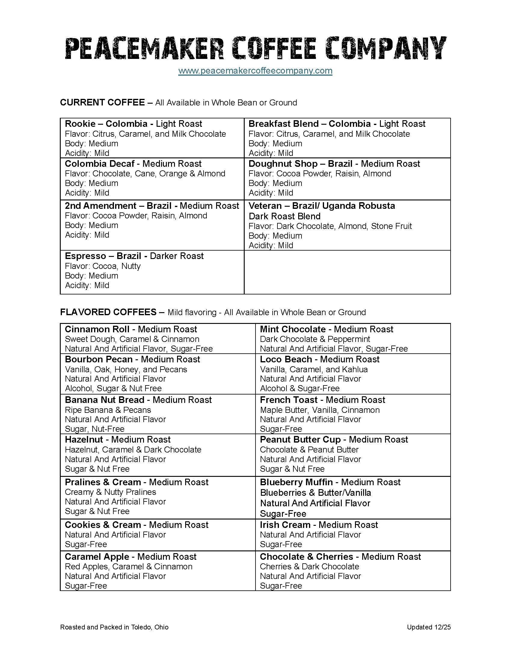 Peacemaker Coffee Company - Wholesale Ground Coffee - 12 Oz. - Flavored Coffee - Pick From Many Flavors1