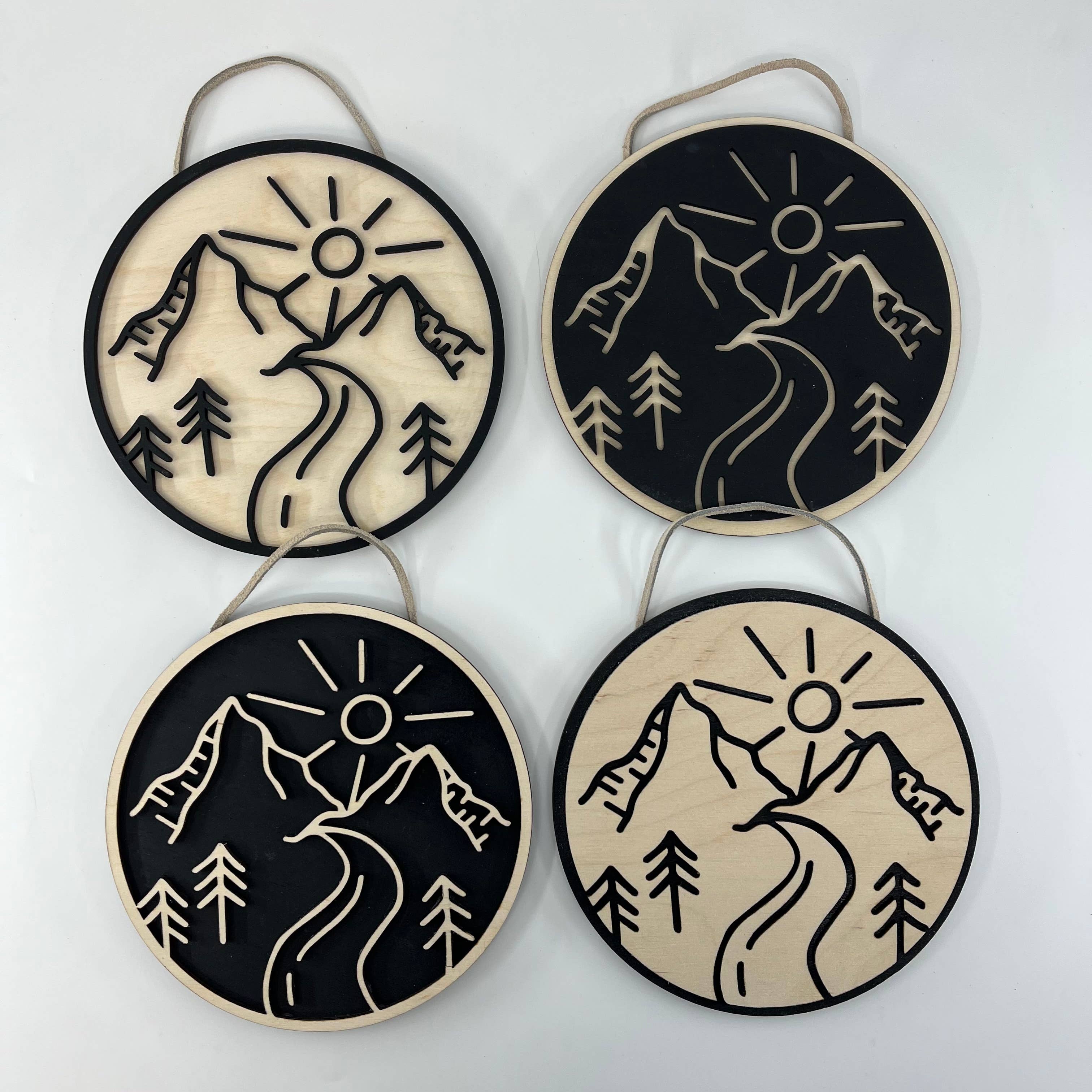 Makery Maven Co. - Wholesale Wall Accent - Travel Collection | Mountain Landscape Circle Wall Art8