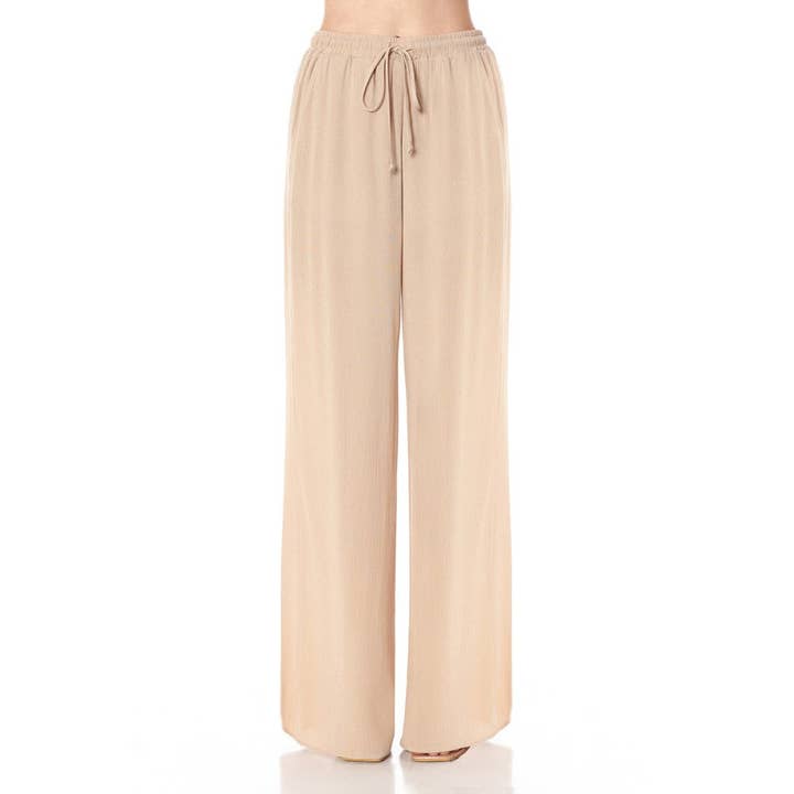 AYON GAUZE WIDE LEG LONG PANTS WITH SIDE POCKETS SHORT LININ for wholesale by Pinkbloom