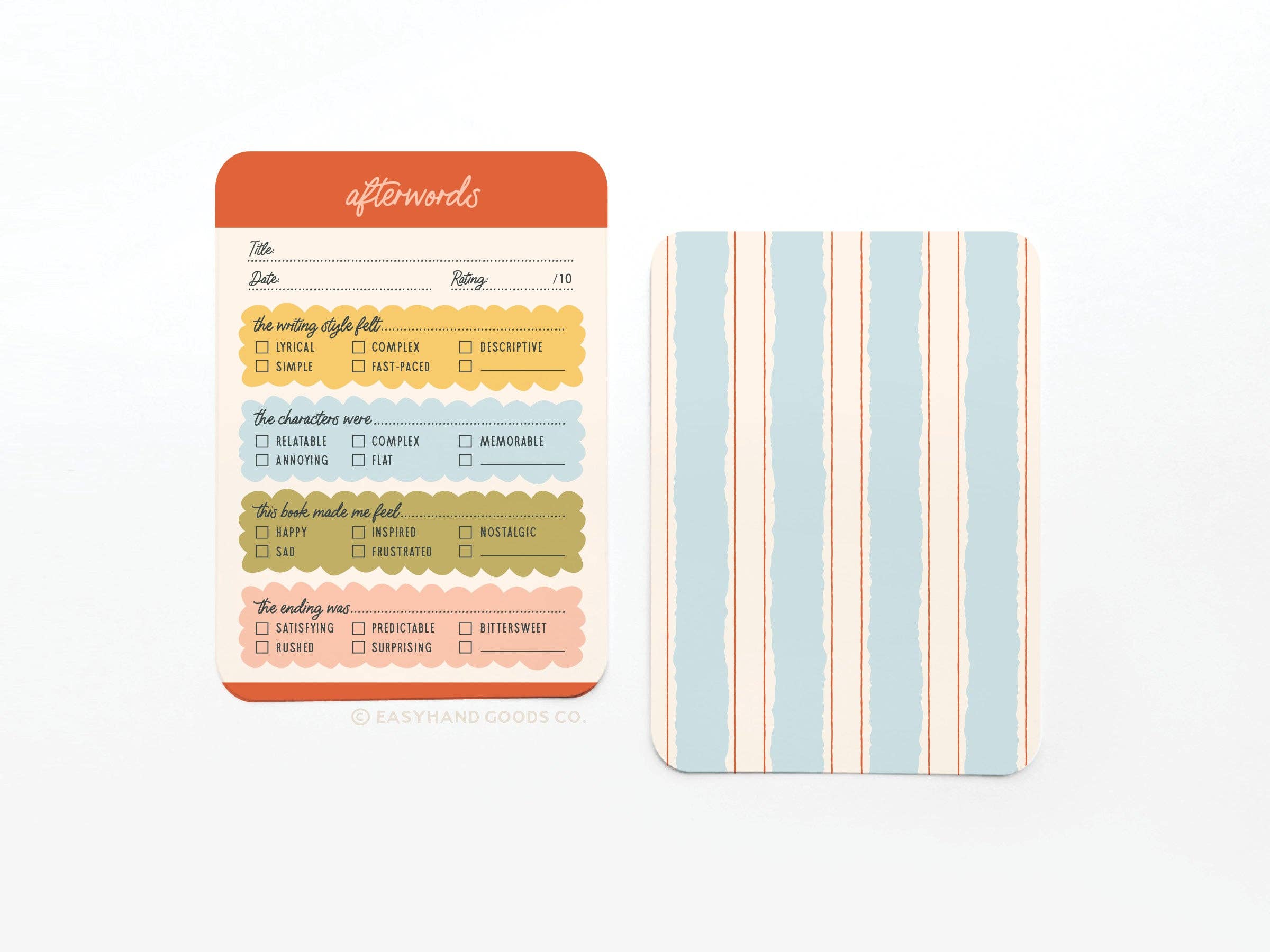 Easyhand Goods – formerly Onderkast - Wholesale Bookmark - Afterwords Book Review Card Set1