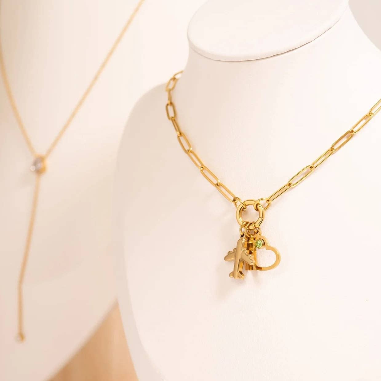 WJW - Wholesale Pendant/Charm Necklace - Stainless Steel Paperclip Carabiner Charm Holder Necklace18