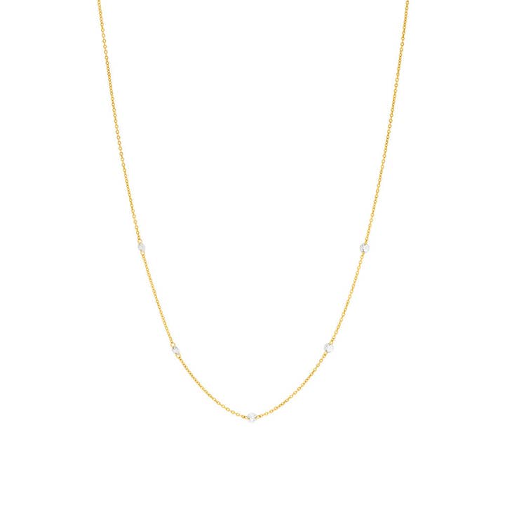Pure Quintruple Diamond 18K Yellow Gold Necklace for wholesale by Leaf Jewelry
