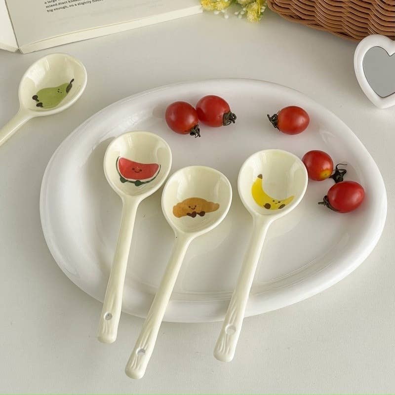 Otterware - Wholesale Kitchen Spoon - Kawaii Hand-Painted Ceramic Fruit & Pastry Spoons5