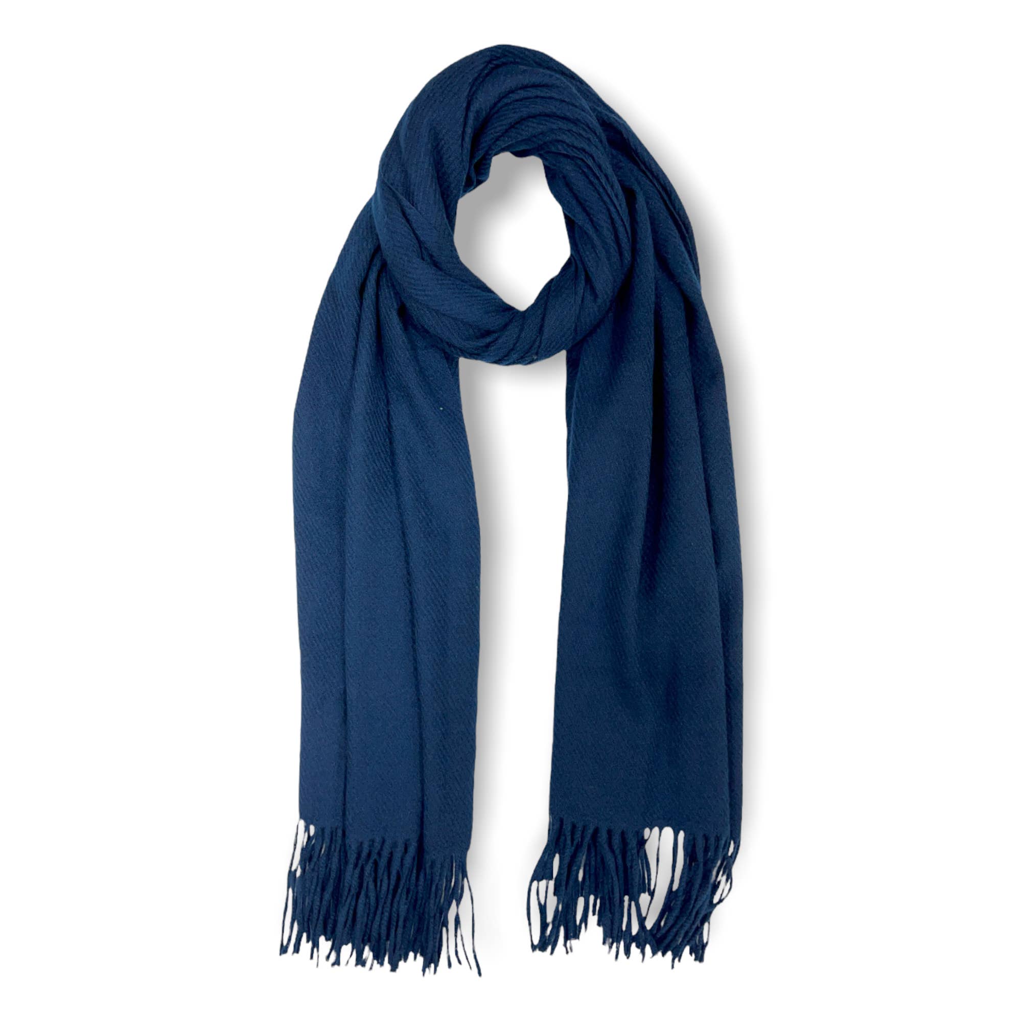 London Scarves – wholesale Scarf – Women's – Plain cashmere mix ribbed winter scarf with tassel8