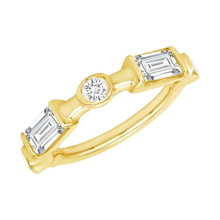 Noel Seamless Ring – 14K Gold Baguette & Gem Cluster Arc for wholesale by Piercing-zone