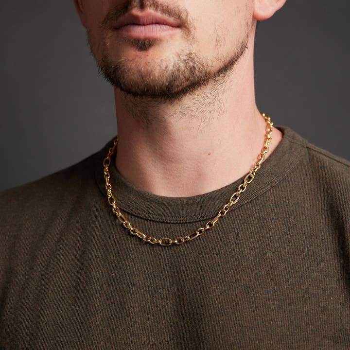 We Are All Smith - Wholesale Link & Chain Necklace - Men's 7mm 14k Gold Plated Textured Cable Chain Necklace