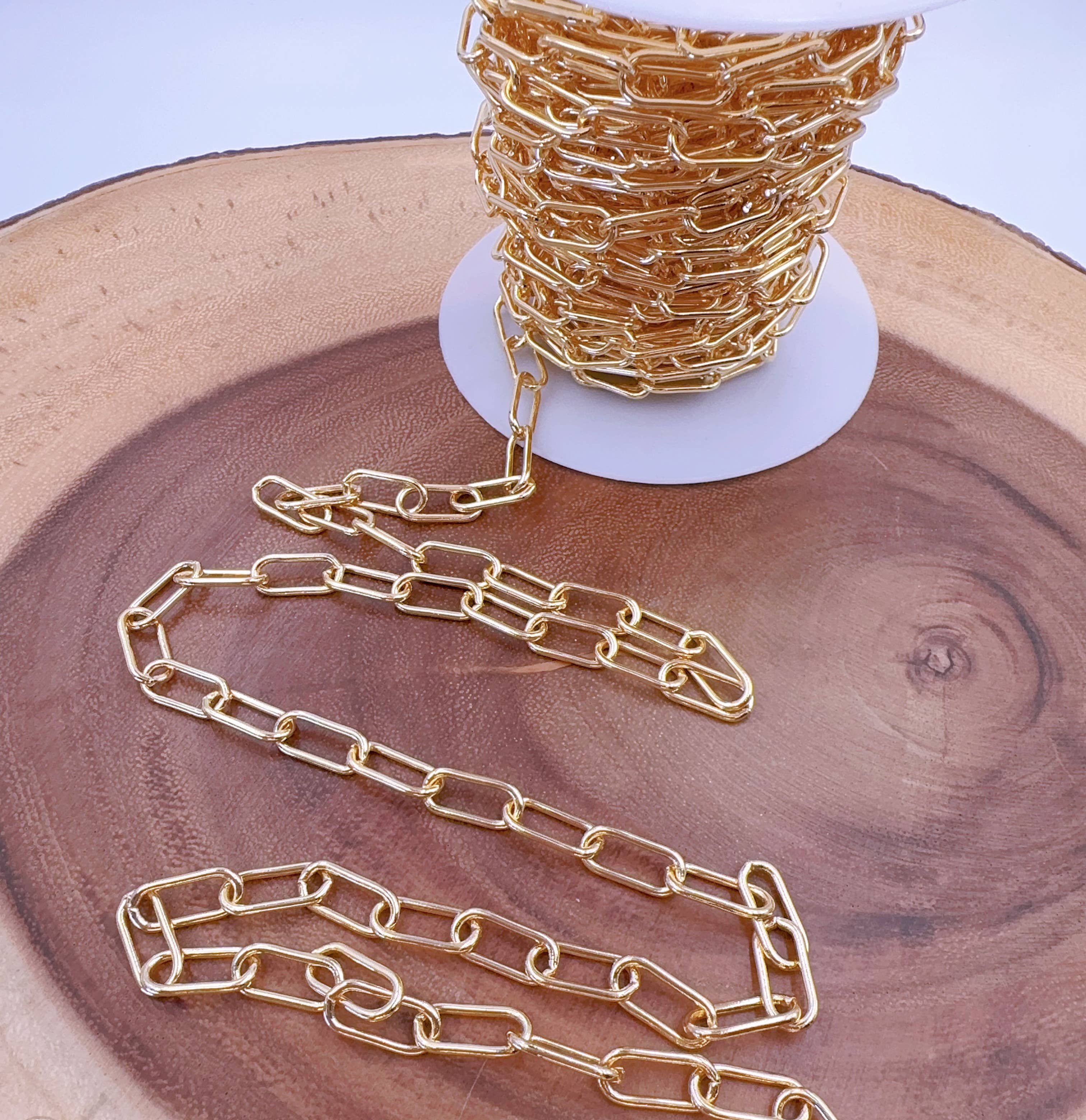 Beads Creation - Wholesale Link & Chain Necklace - Gold Filled Paperclip Chain, Chunky Links, Gift Idea, CH1083