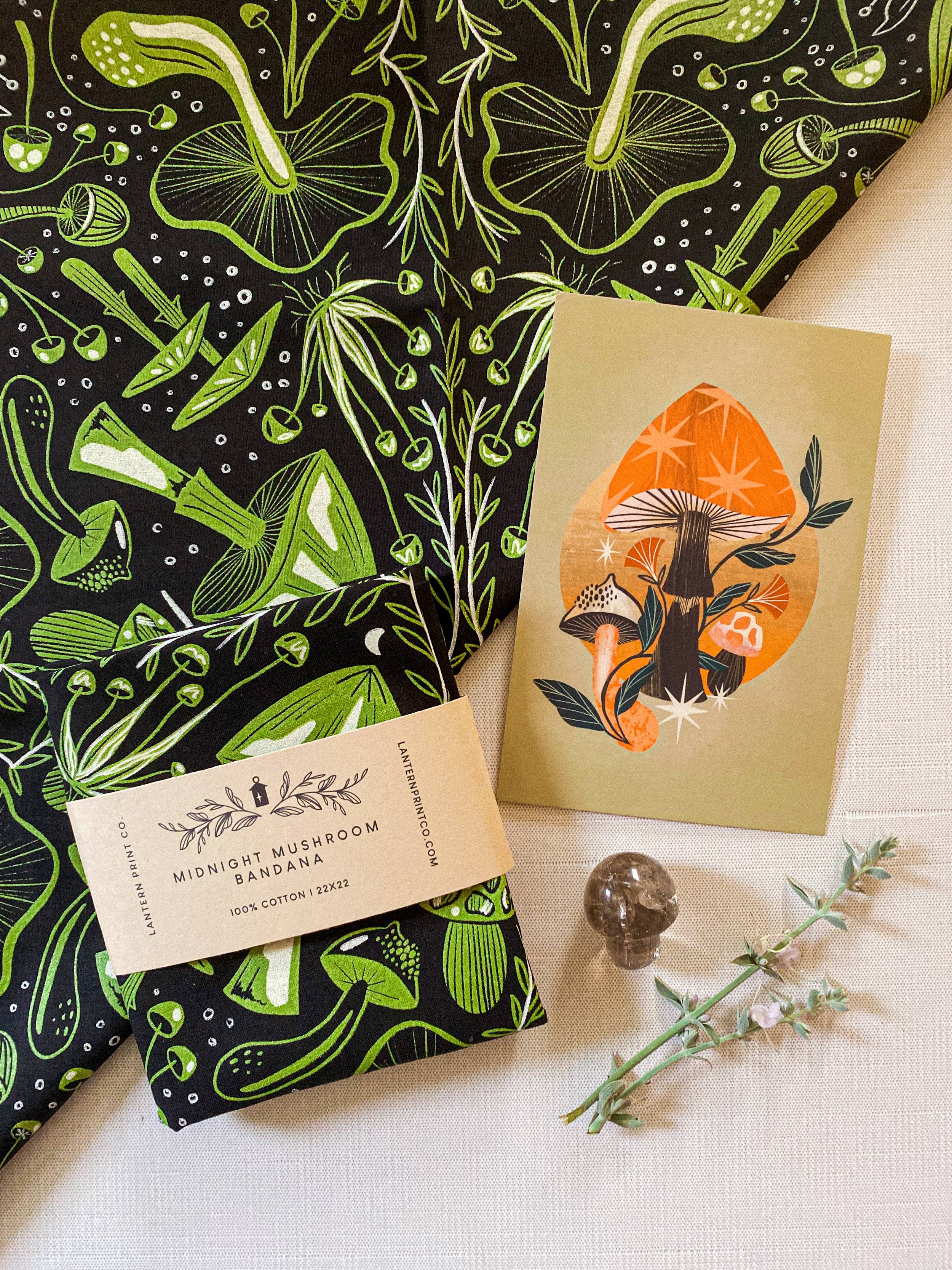 Lantern Print Co. - Venta al por mayor Bandana - Unisex - Bandana: Seta de Medianoche; Marrón, Verde, Rosa7