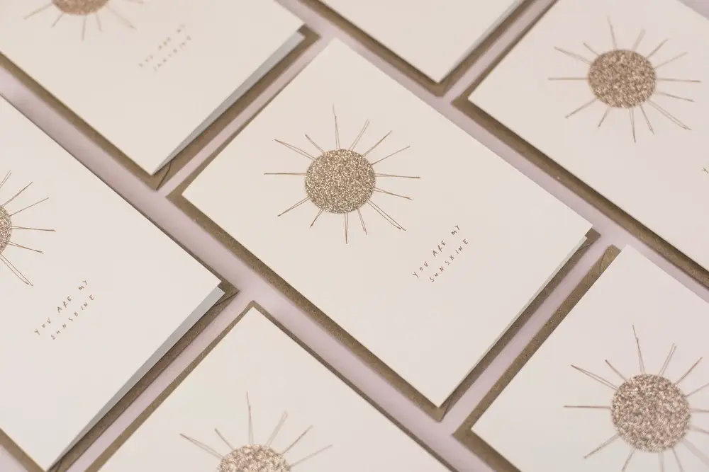 Katie Housley – wholesale Everyday greeting card – YOU ARE MY SUNSHINE HAND FINISHED GREETING VALENTINES CARD 1