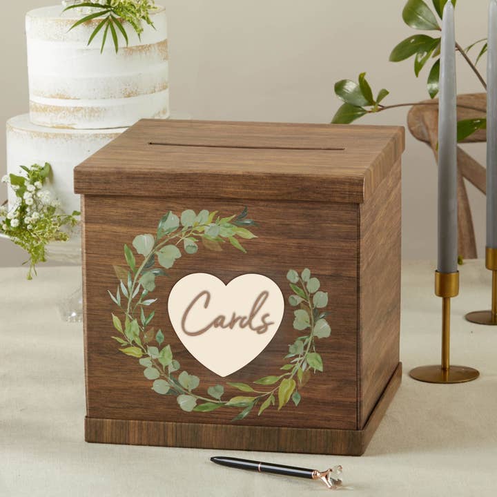 Kate Aspen - Wholesale Decorative Box - Rustic Brown Wood Card Box1