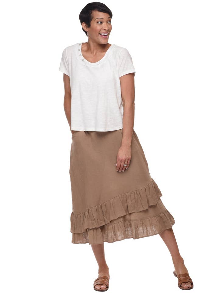 Tulip Clothing - Wholesale T-Shirt - Women's - CS101 Button Tee in Ivory*