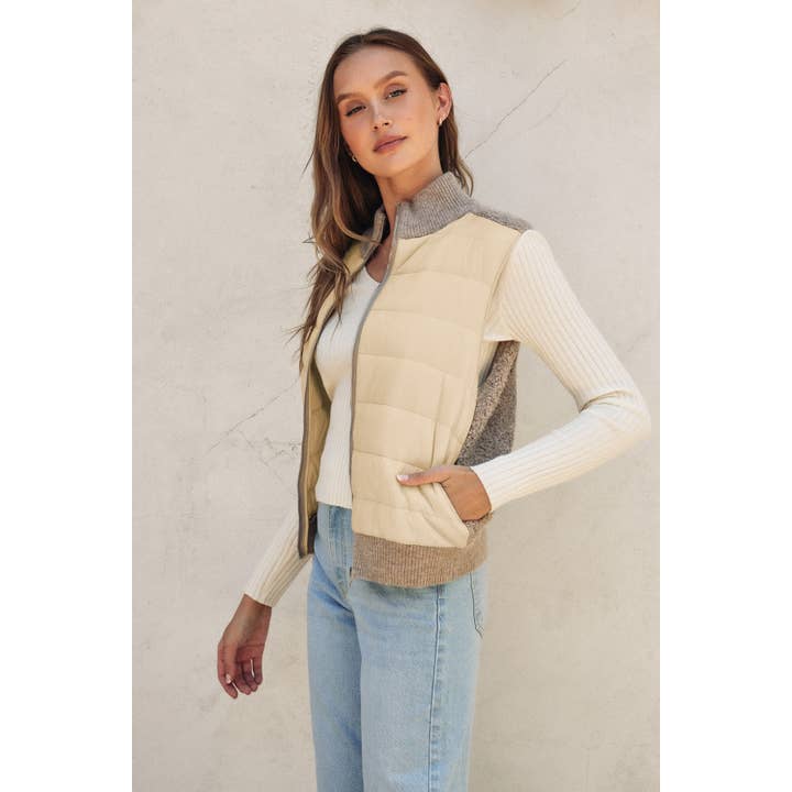 Dress Forum - Wholesale Jacket - Women's - Sherpa and Puff Contrast Vest1