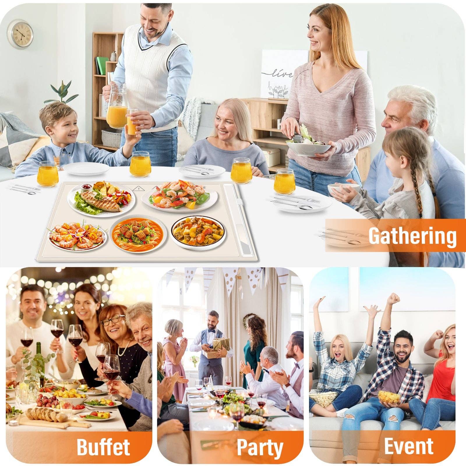 Hard Rock Health Stores - Wholesale Kitchen Appliance - Silicone Electric Roll Up Heating Tray Food Warmers Mat Portable Hot Plates to Keep Food Warm30