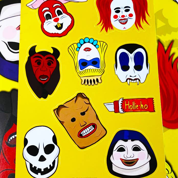 Verkeerde manier Halloween-maskers A5 vinyl stickervel voor wholesale door October 31st