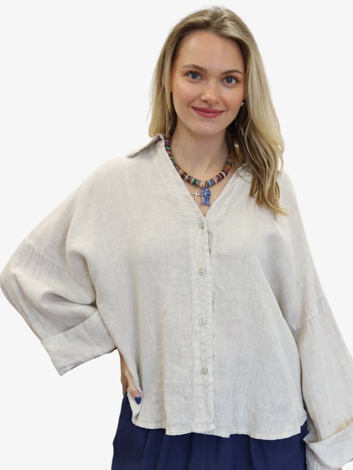 Flowy Linen Blouse for wholesale by DORSEA