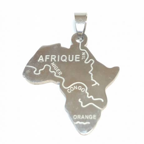 Africa steel map pendant for wholesale by MYLENE ET FELIX
