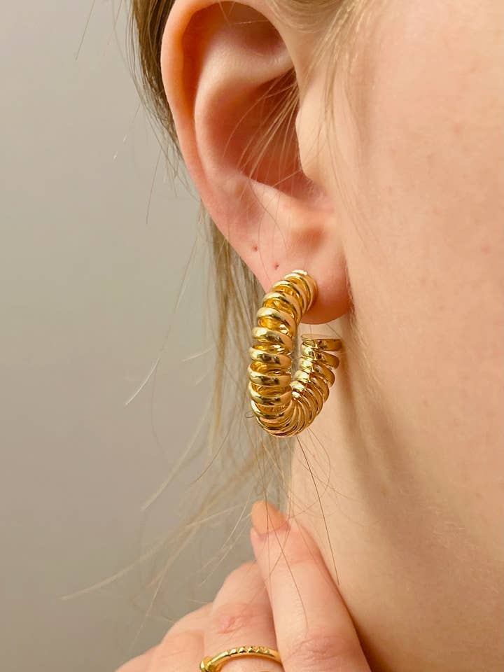 Jasper Gold-Filled Mini Coil Earrings for wholesale by DEMI FINE Gold Filled Jewelry