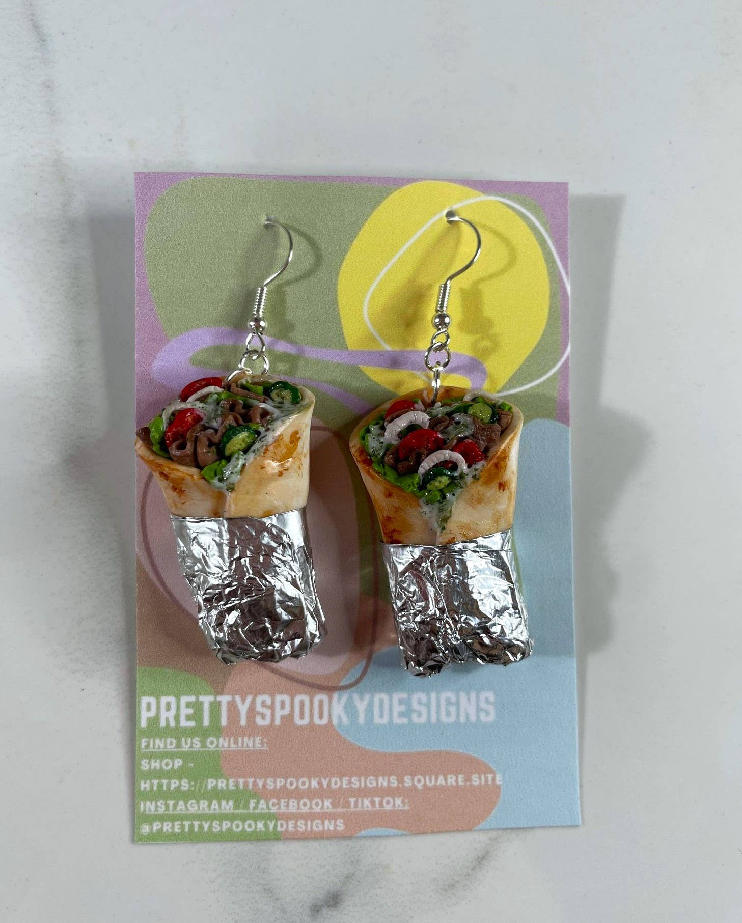 PrettySpookyDesigns – wholesale Dangle earrings – Polymer clay earrings / Doner kebabs / statement jewellery2