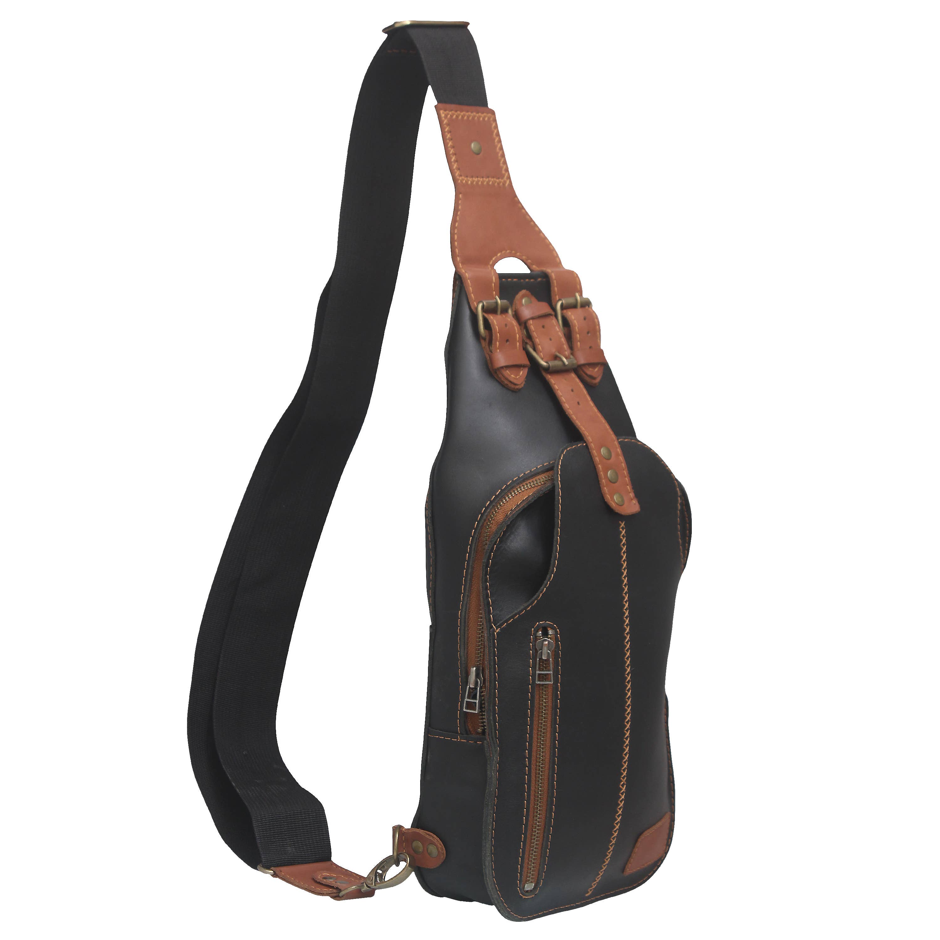 The Master Tanners - Vente Sac à bandoulière – homme - Sac à bandoulière en cuir véritable pour hommes, sac à bandoulière, sac de poitrine1