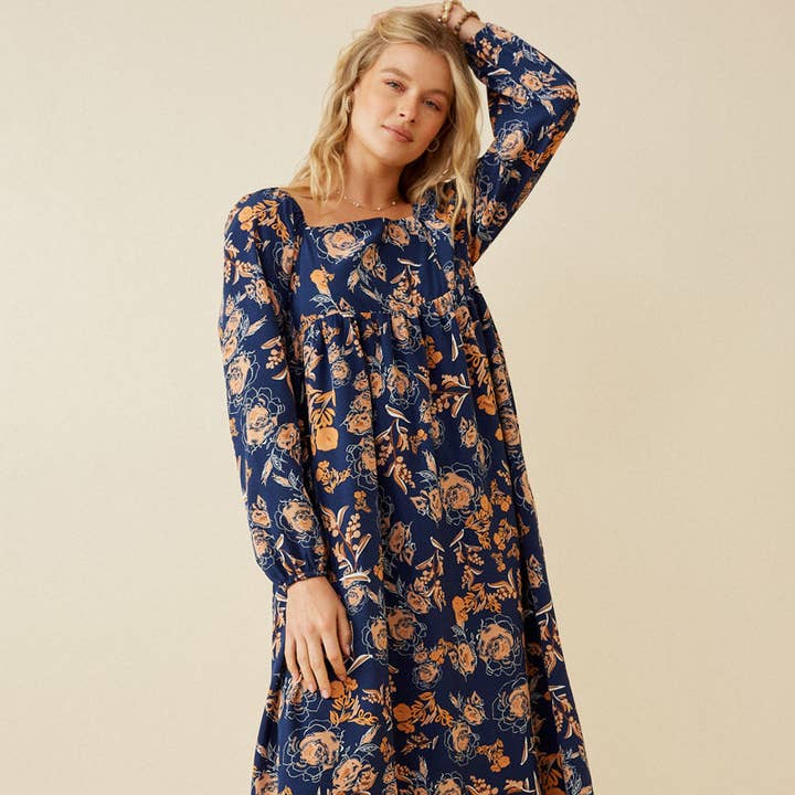 Womens Romantic Floral Square Neck Midi Dress and other Purchase Wholesale plus size fall dresses. Free Returns & Net 60 Terms on Faire trending on Faire.