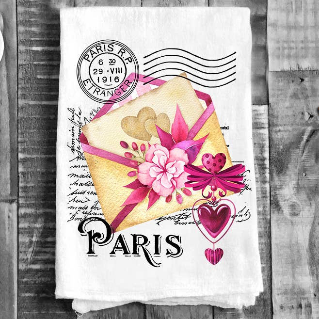 Avery Lane Gifts - Vendita all'ingrosso Strofinacci - Strofinacci in cotone con sacco di farina di San Valentino Paris