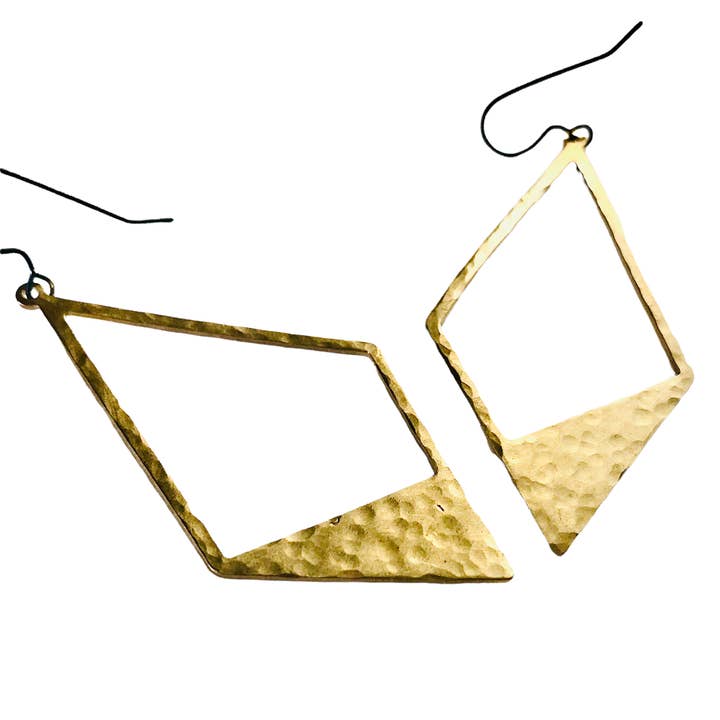 Large polygon Geometric statement diamond shape Earrings for wholesale by SORA DESIGNS