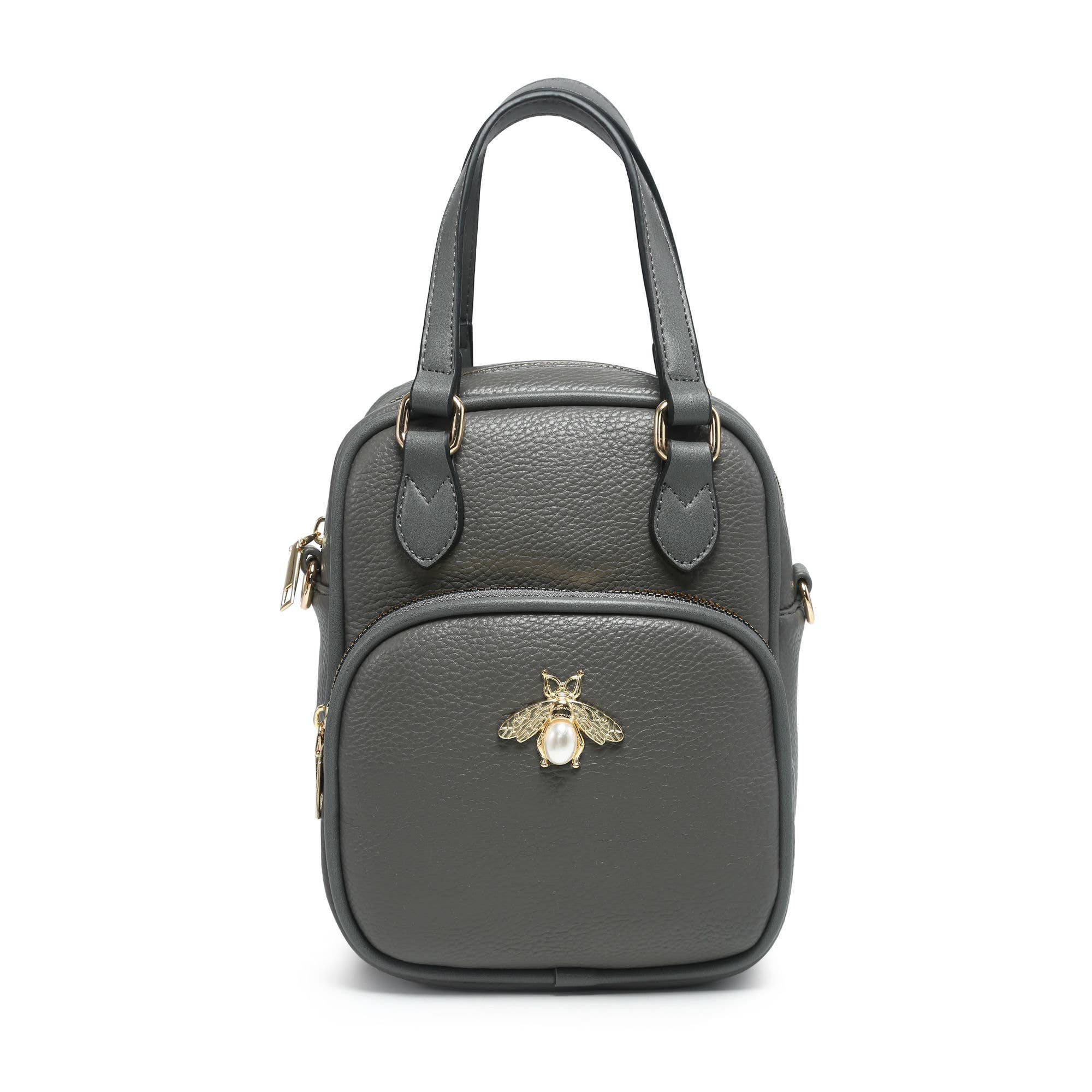 Papaya Fashion Ltd - Venta al por mayor Bandolera - Mujer - B23021-Bee Badge Bolso bandolera con cremallera en la parte superior y bolsa de agarre2