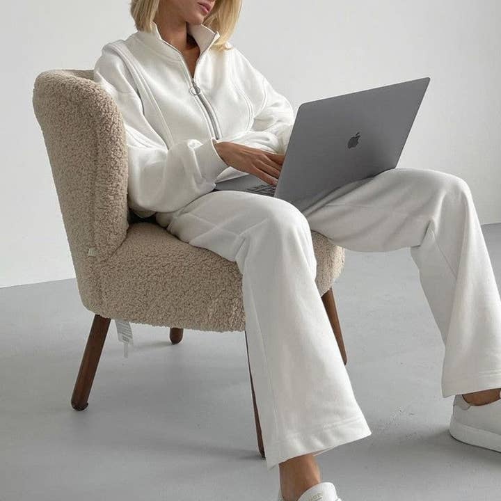 UZ Wholesale Store - Wholesale Lounge Set - Women's - Loose Fit Long Sleeve Leisure Top With Long Pants Set2