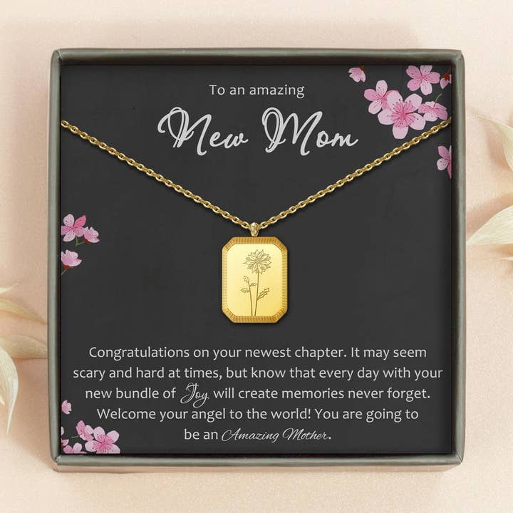 Ny Mor Guld Fødselsblomst Halskæde - Mors Dags Gave for engroshandel hos Anavia