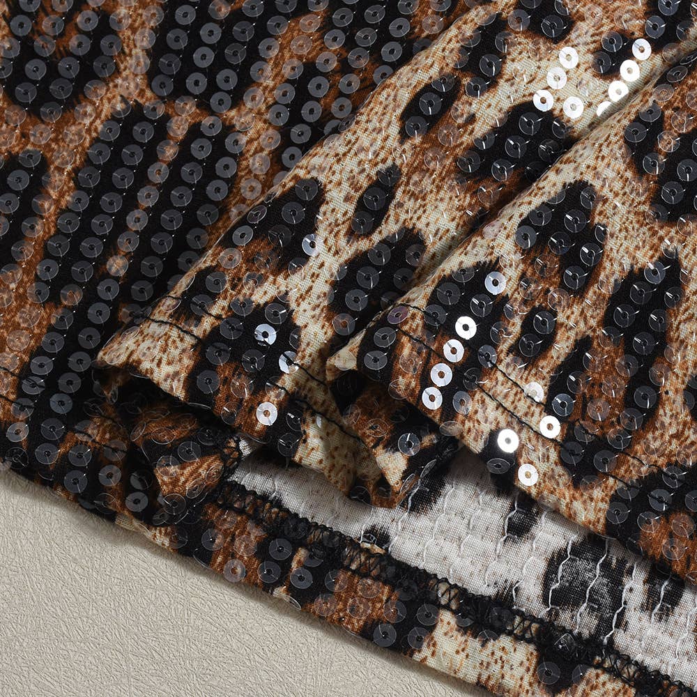 HIDDENBRAND - Wholesale Skirt - Women's - Stretch maxi party sequin leopard skirt10