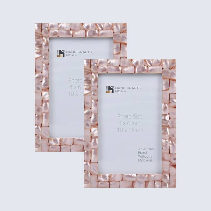 Handicrafts Home - Wholesale Picture Frame - Picture Frame Mother of Pearl Pack of 2 Pink, 3 Sizes2