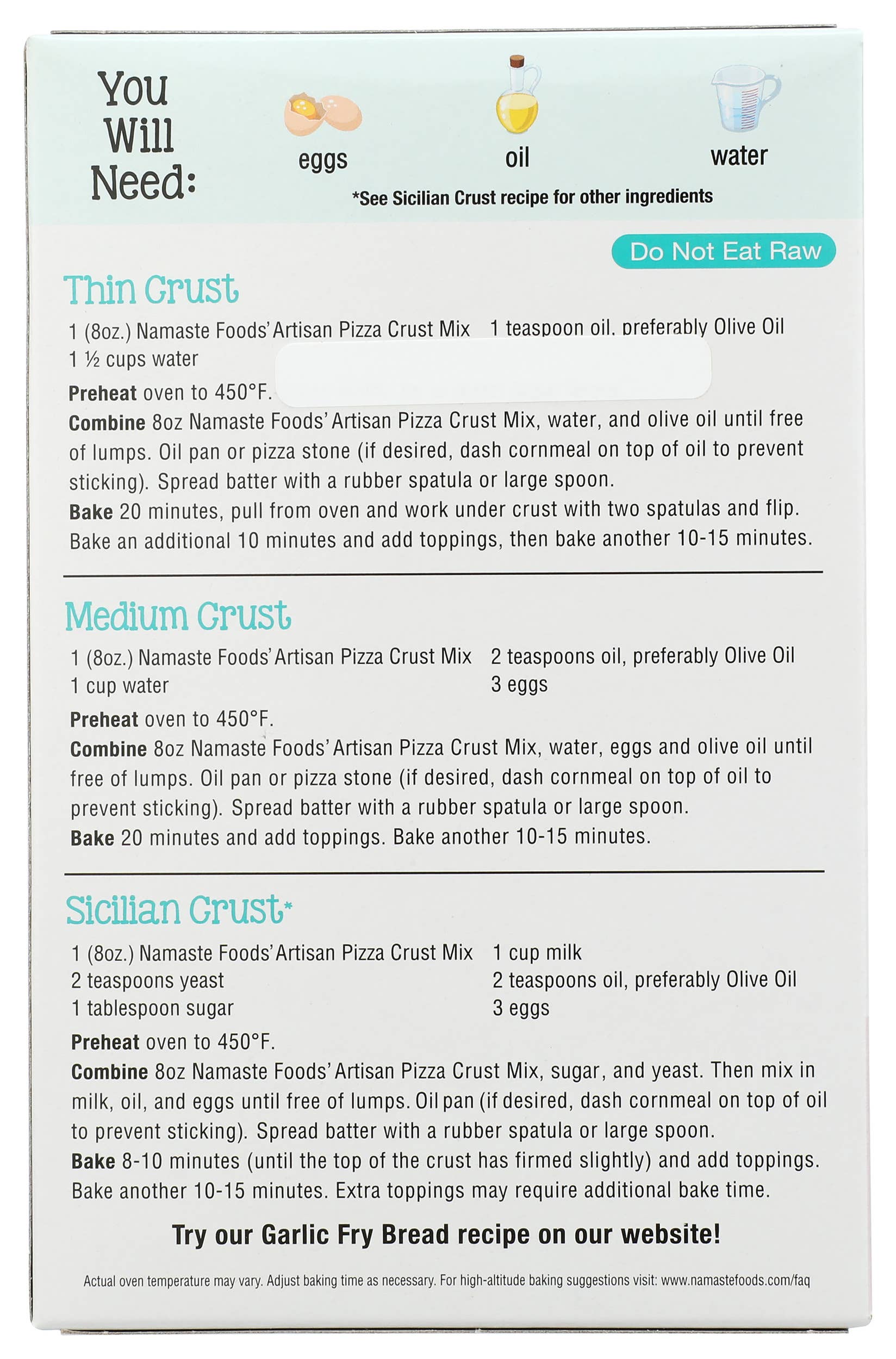 Namaste Foods – wholesale Bread mix – Gluten Free Artisan Pizza Crust Mix1